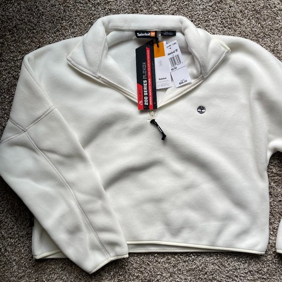 NWT Timberland Cropped Funnel-Neck Fleece Jacket women’s size M - Picture 2 of 4